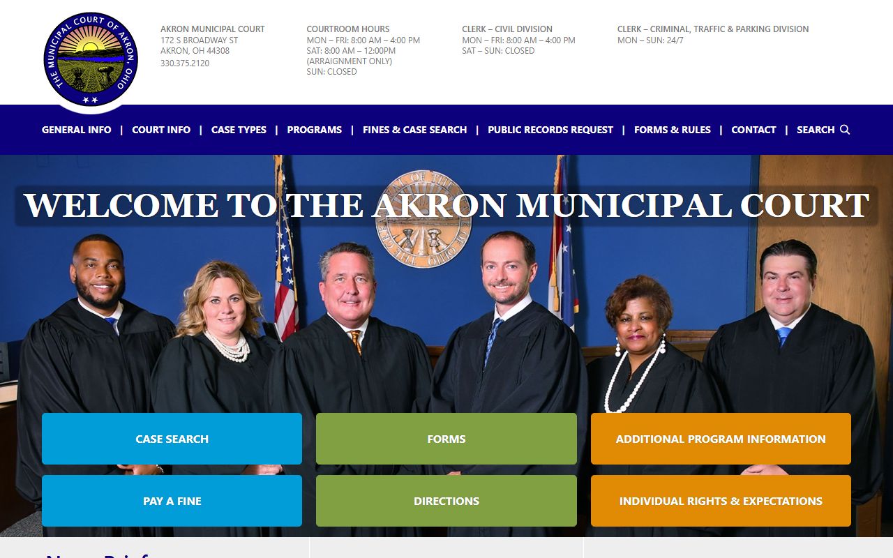 Akron Ohio court docket Akron Municipal Court website and case search