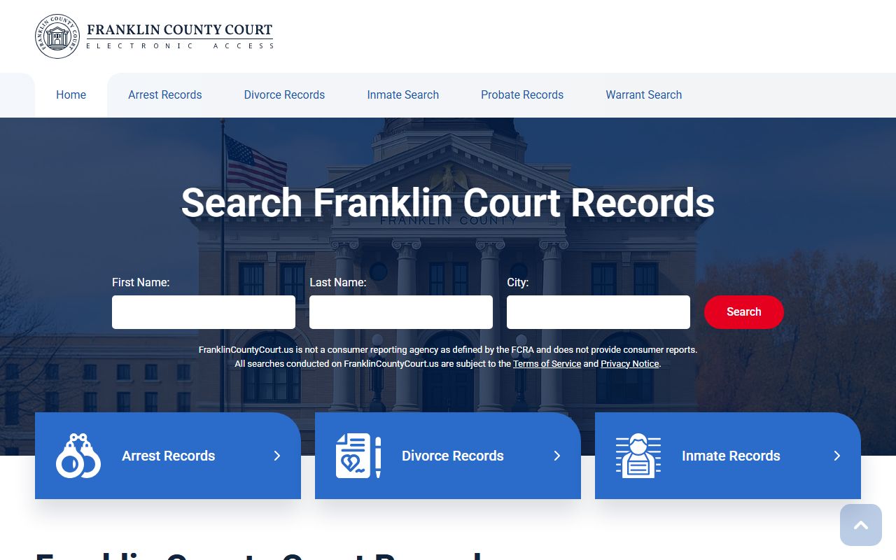 Columbus Ohio court docket Franklin County court records access portal