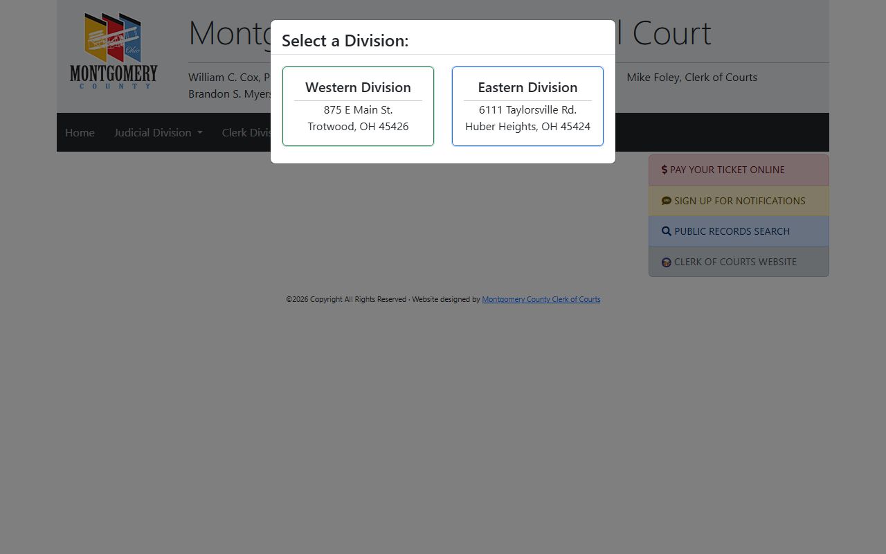 Dayton Ohio court docket Montgomery County Municipal Court website