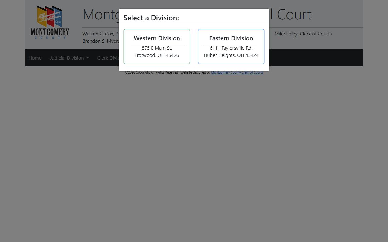 Huber Heights Ohio court docket Montgomery County Municipal Court hearing schedule