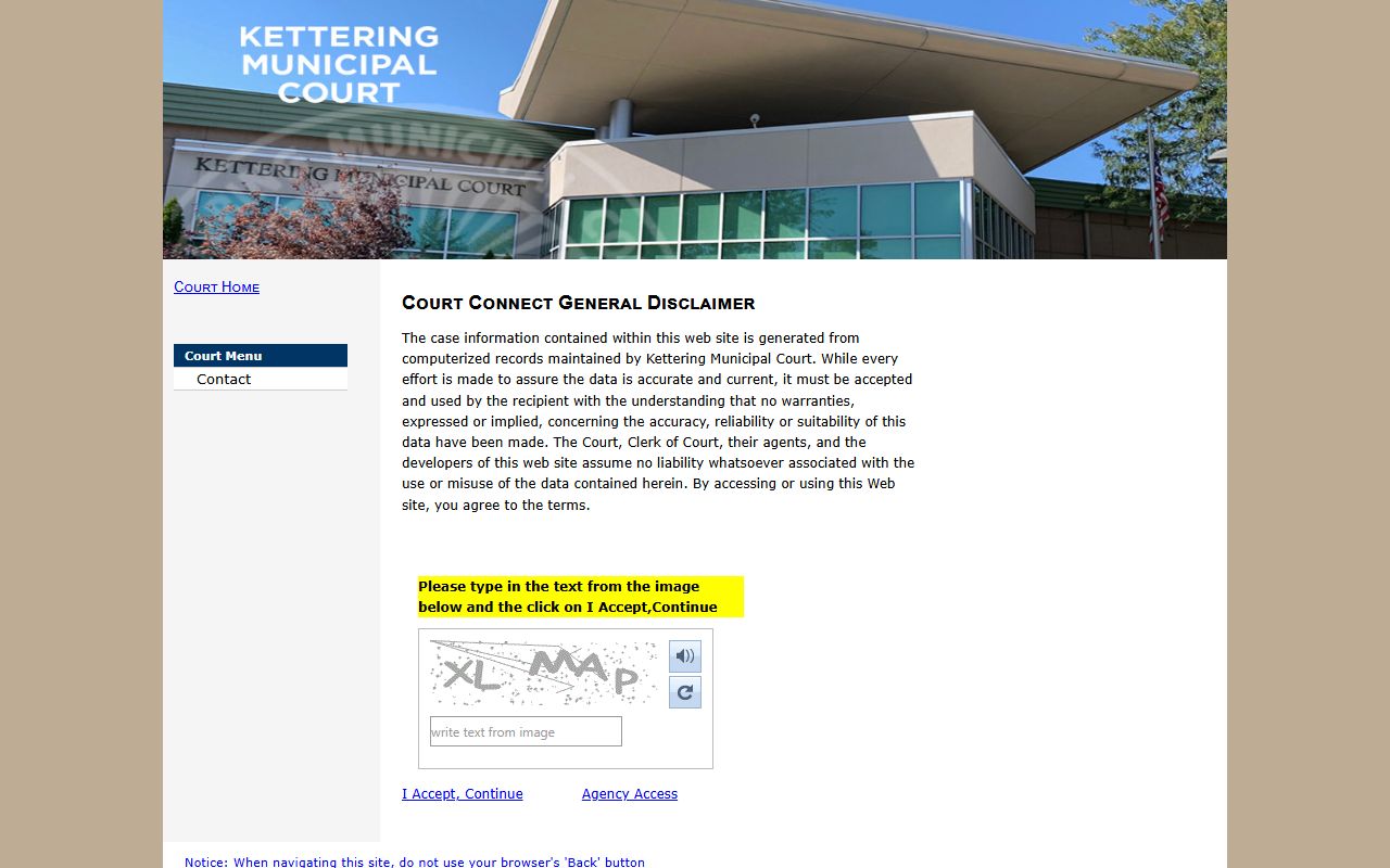 Kettering Ohio court docket case lookup search system