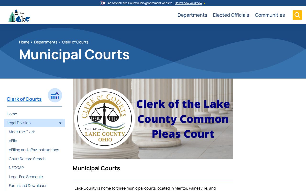Mentor Ohio court docket Lake County municipal courts page