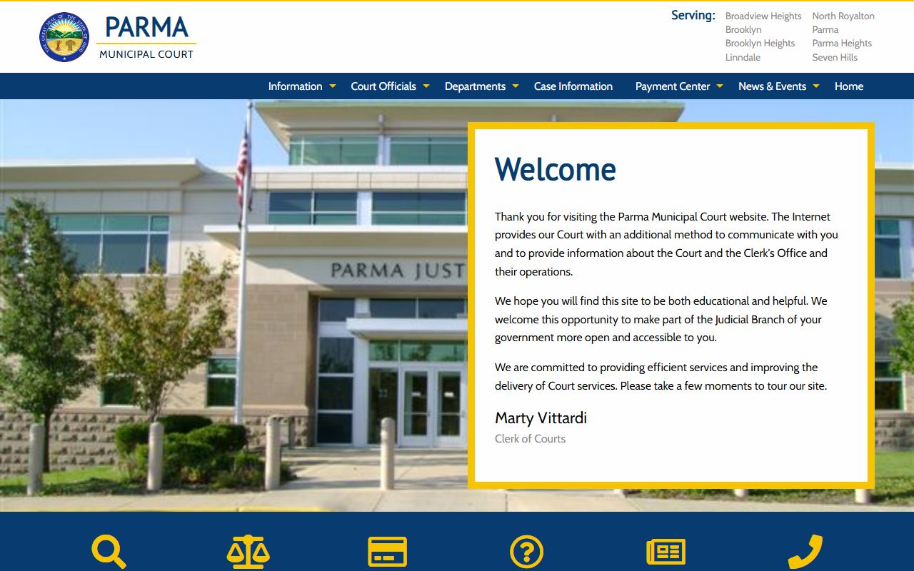 Parma Municipal Court website for court docket case search