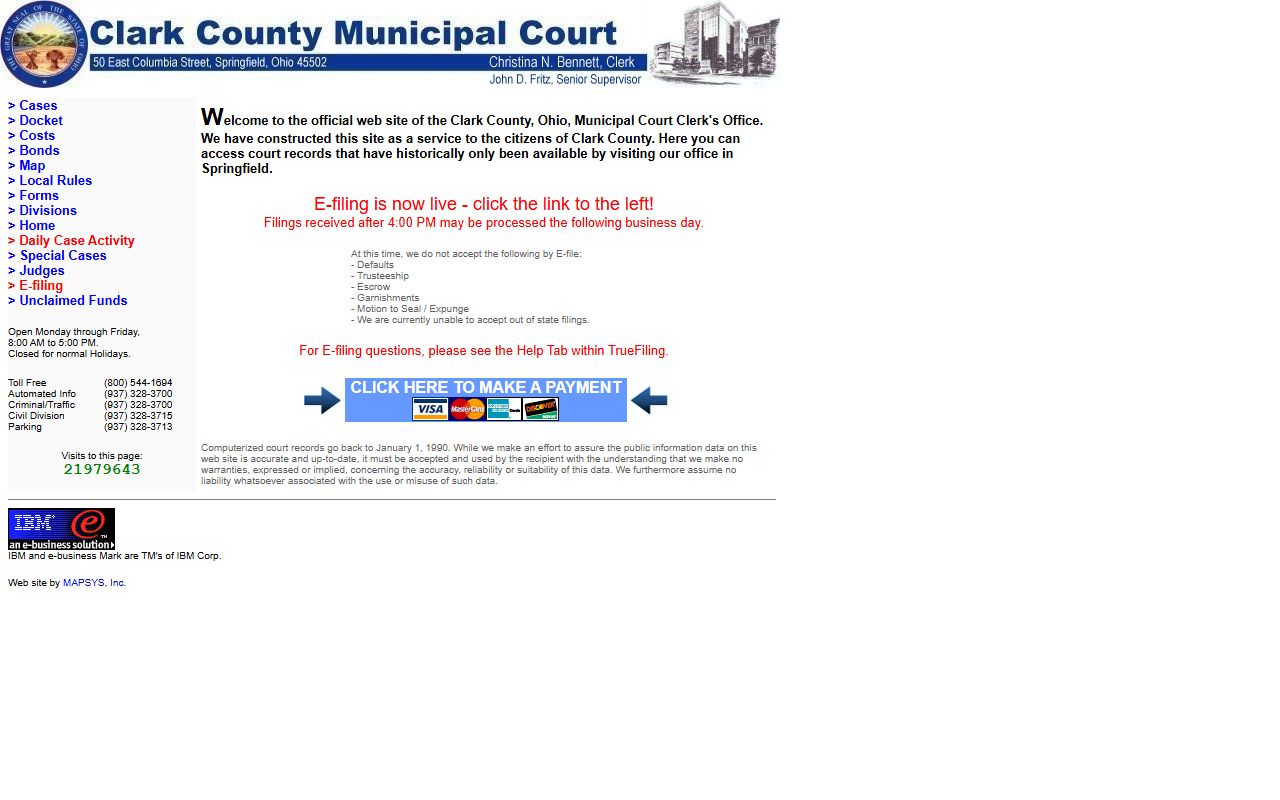Springfield Ohio court docket Clark County Municipal Court Clerk website