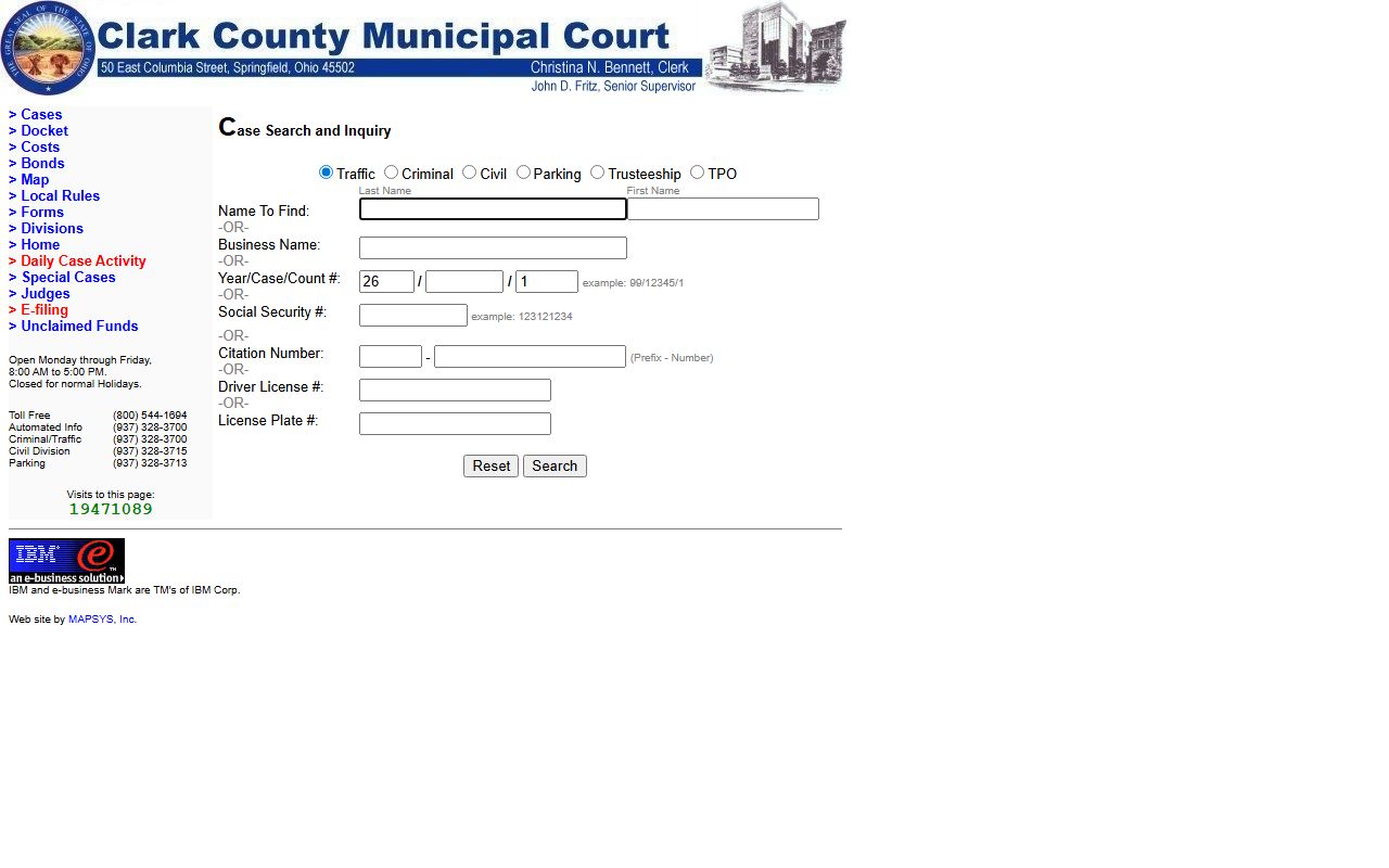 Springfield Ohio court docket Clark County Case Search and Inquiry system