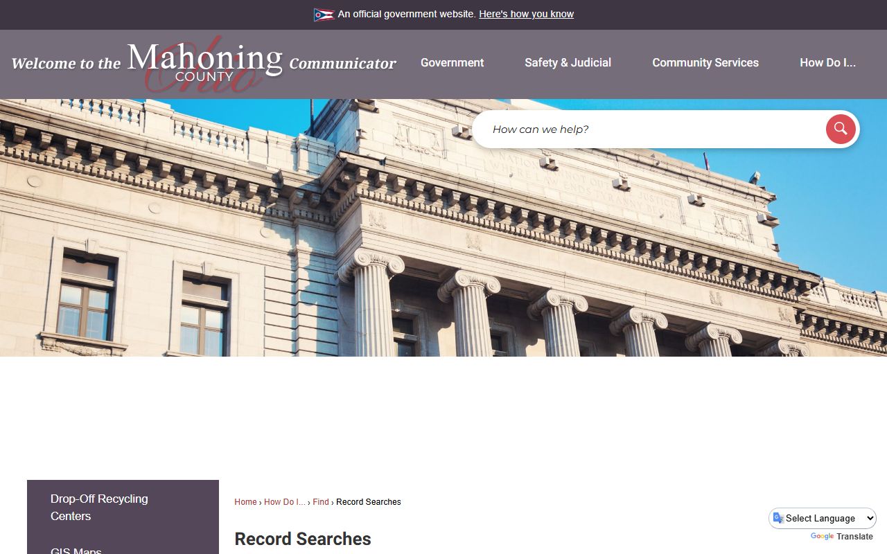 Youngstown Ohio court docket Mahoning County Record Searches portal