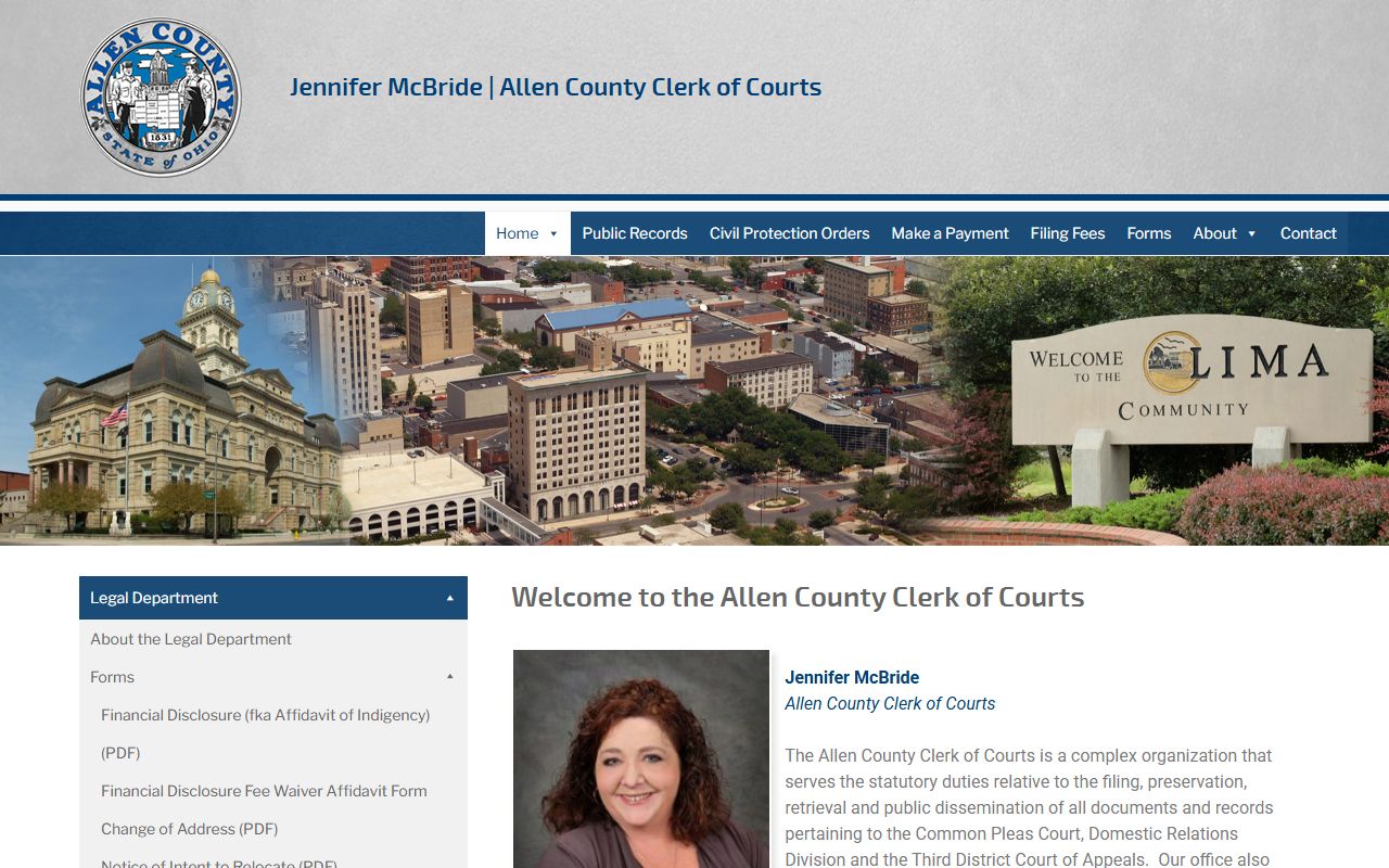 Allen County Ohio Clerk of Courts website for court docket search