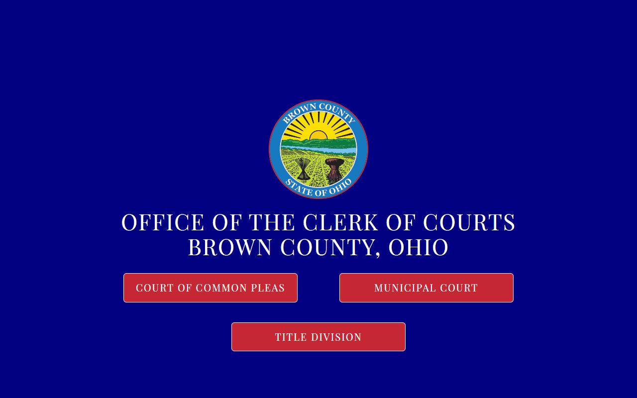 Brown County Clerk of Courts main page for court docket access
