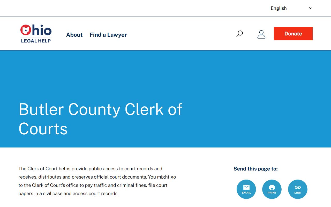Ohio Legal Help resource page for Butler County court docket access