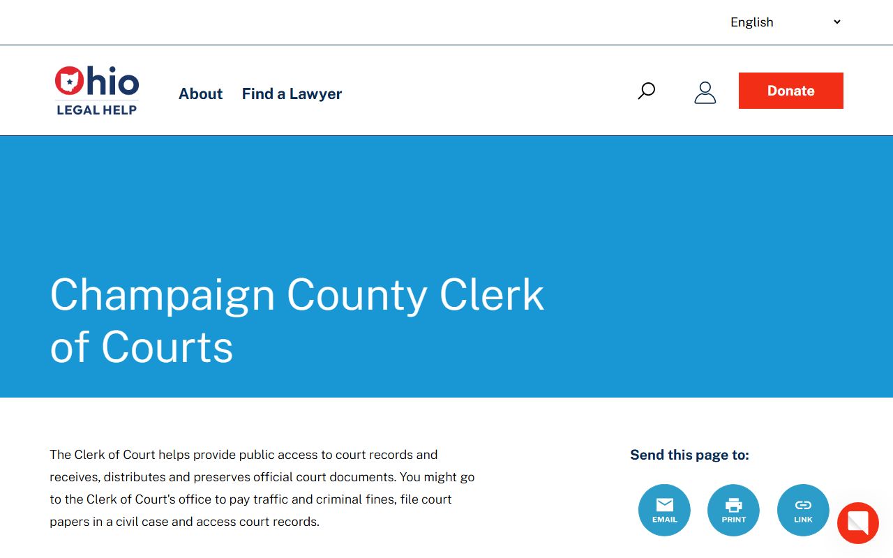 Champaign County Ohio court docket clerk of courts information