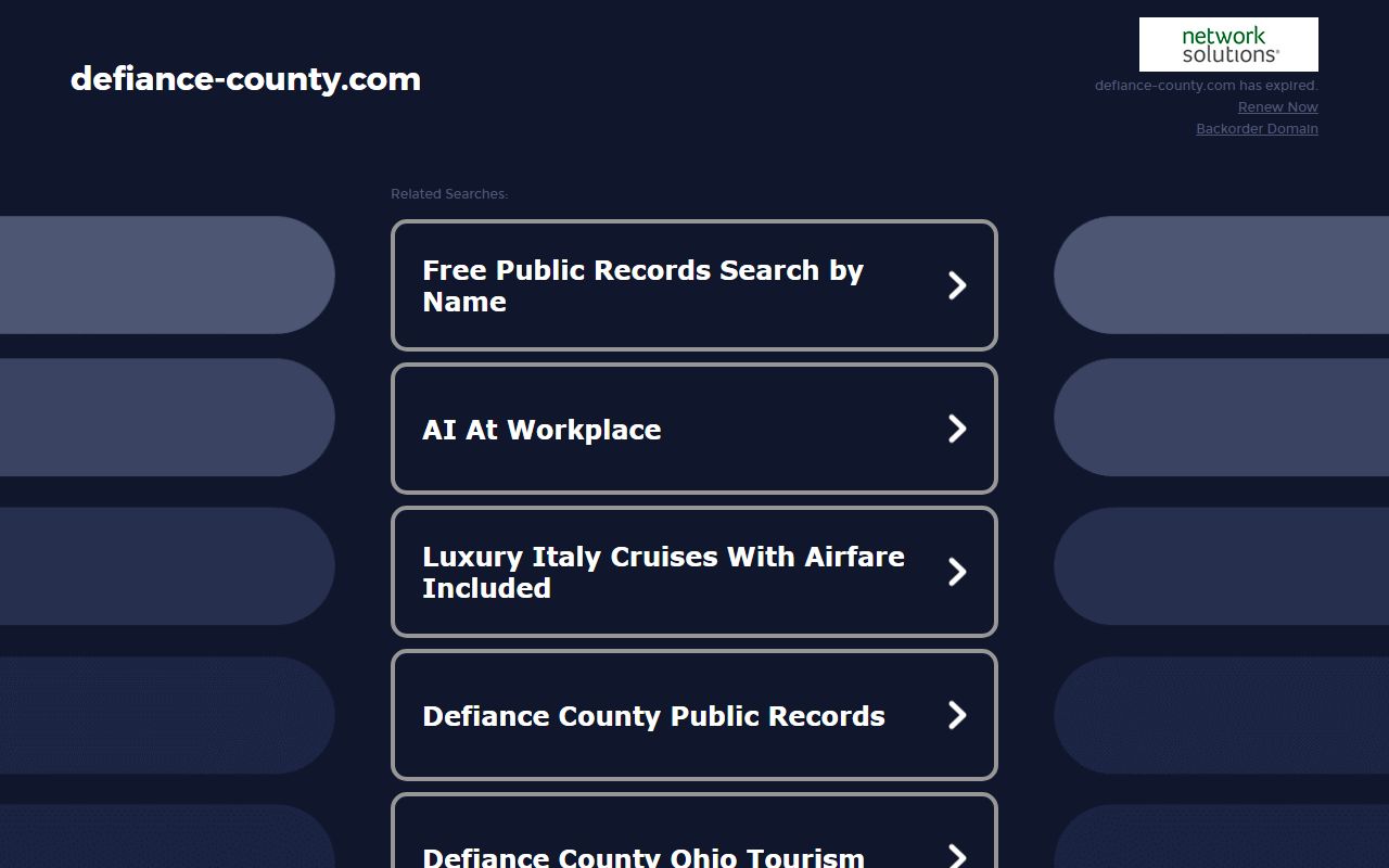 Defiance County Clerk of Courts page for court docket access