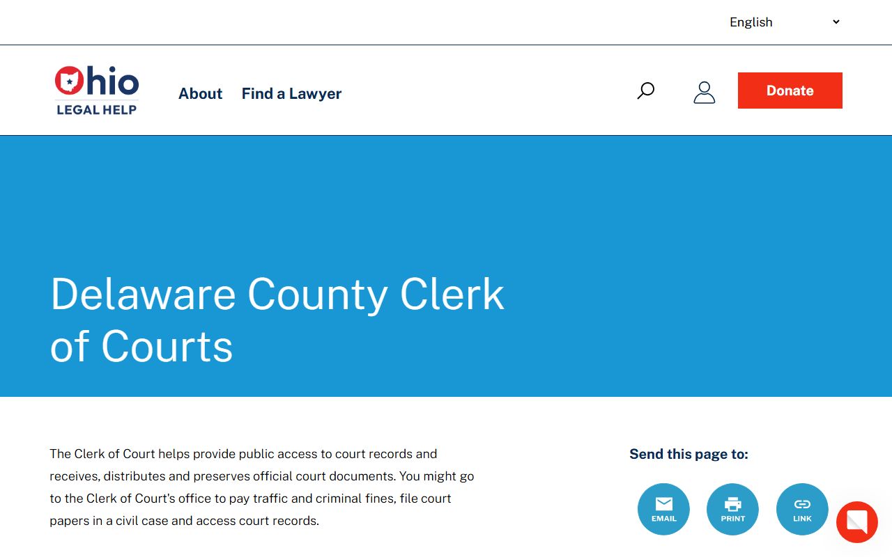 Delaware County Ohio court docket legal help resources