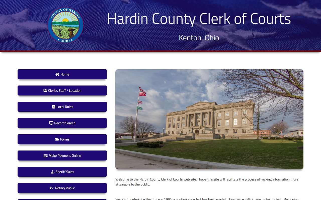 Hardin County Ohio court docket clerk of courts website