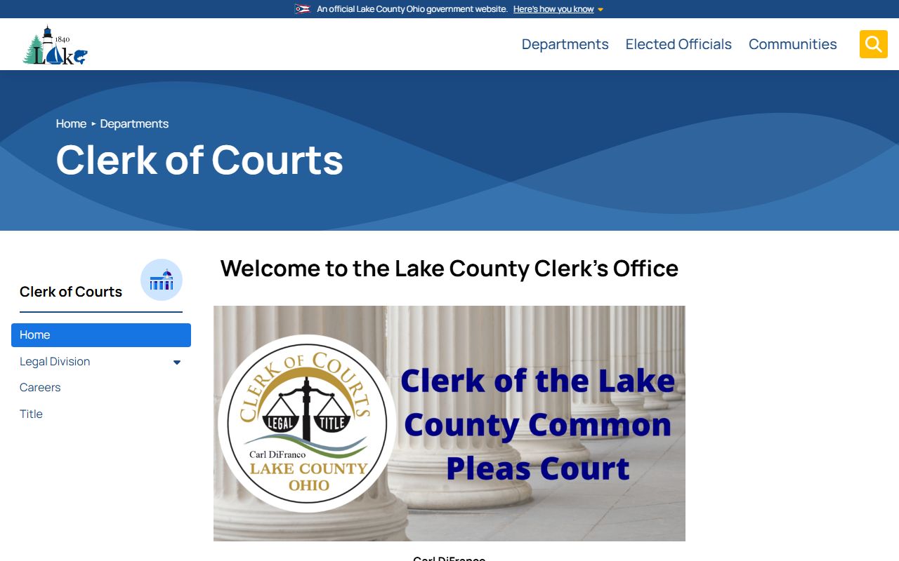 Lake County Ohio Clerk of Courts official website