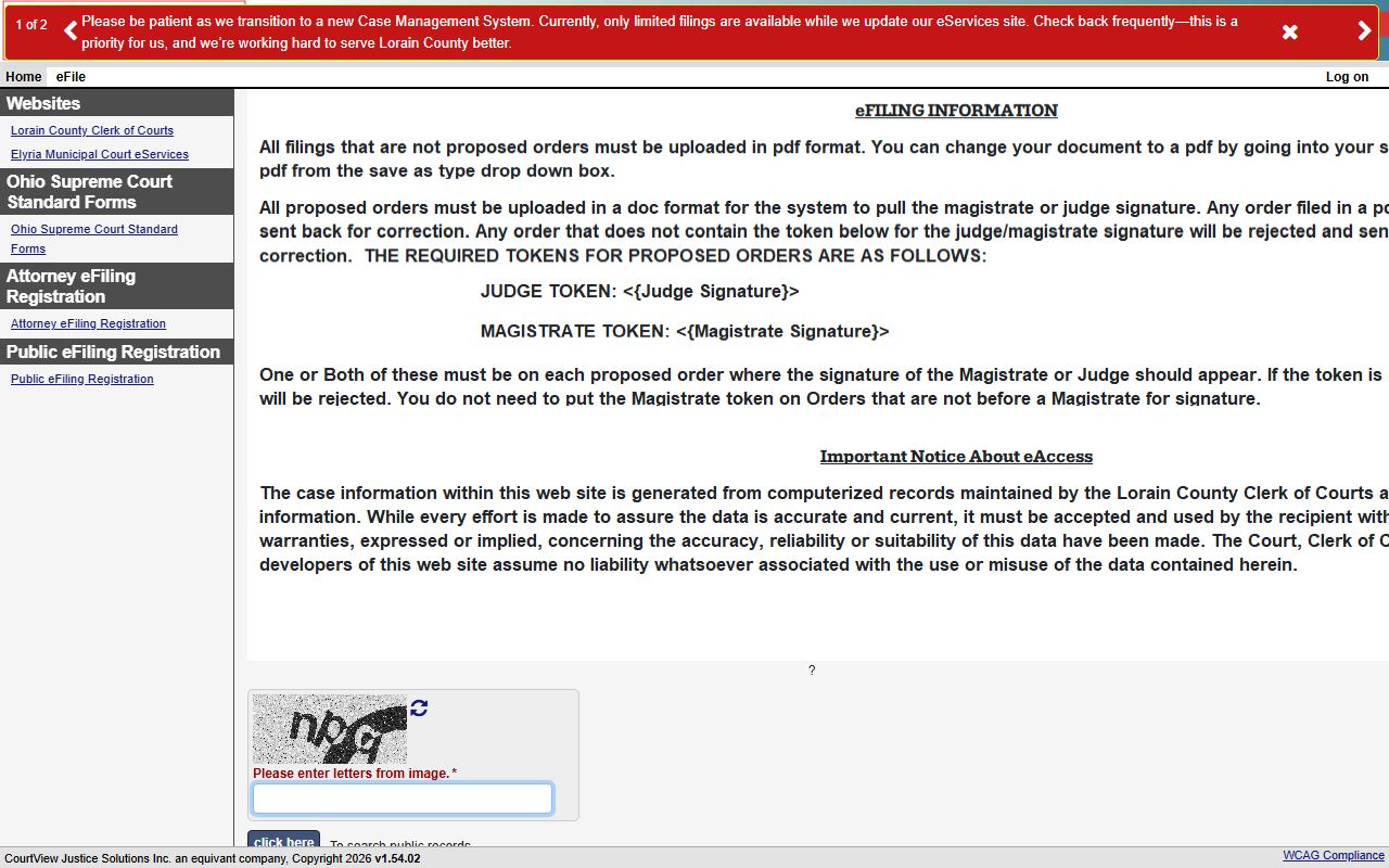 Lorain Ohio court docket Lorain County eServices portal