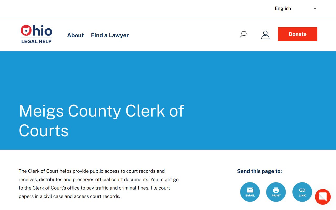 Meigs County Ohio court docket clerk of courts resource