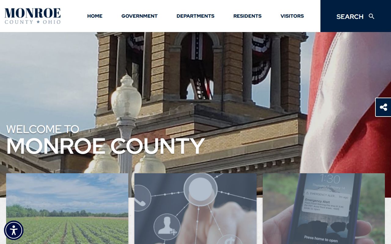 Monroe County Ohio government website for court docket information