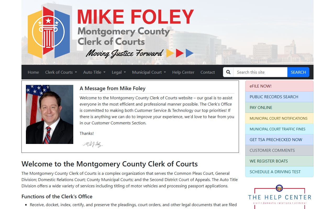 Montgomery County Clerk of Courts PRO System for court docket search