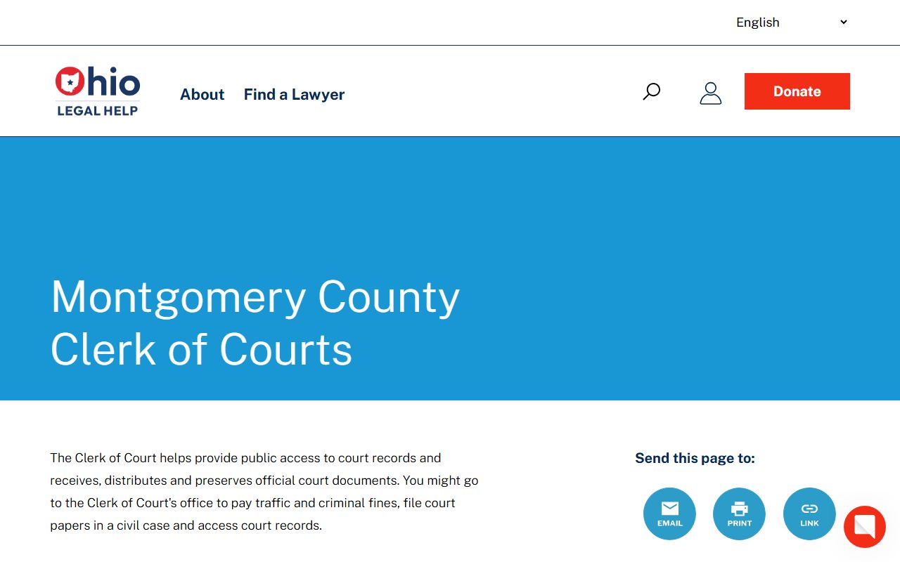 Ohio Legal Help resource page for Montgomery County court docket