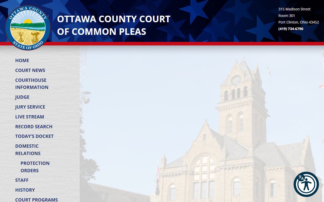 Ottawa County Ohio court docket record search portal