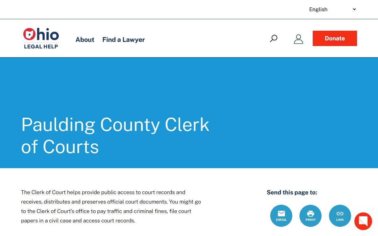 Ohio Legal Help Paulding County Clerk of Courts resource