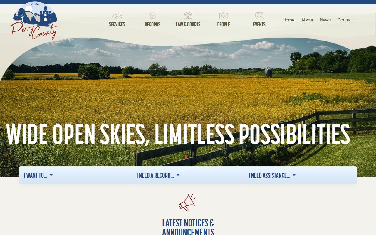 Perry County Ohio Clerk of Courts official website page