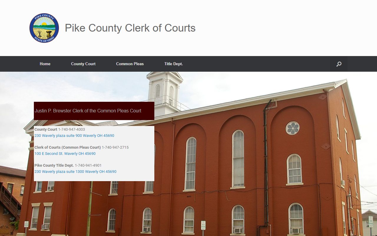 Pike County Ohio court docket Clerk of Courts resource page