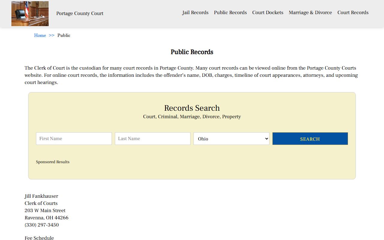 Portage County Ohio court docket public records information