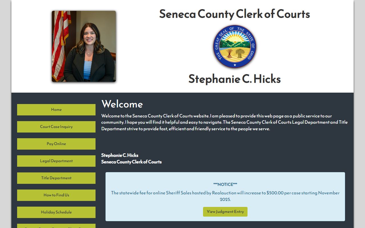 Seneca County Clerk of Courts website for court docket records