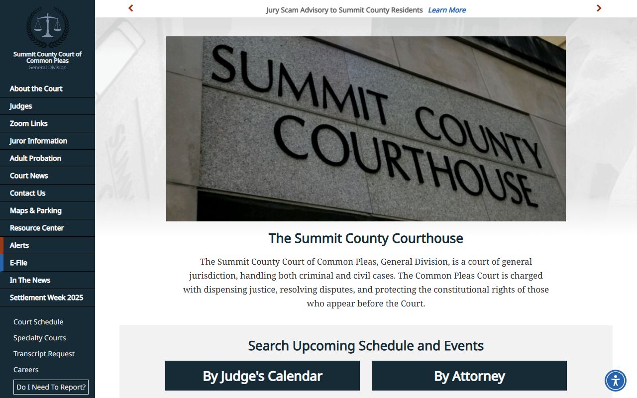Summit County Ohio court docket Common Pleas Court website