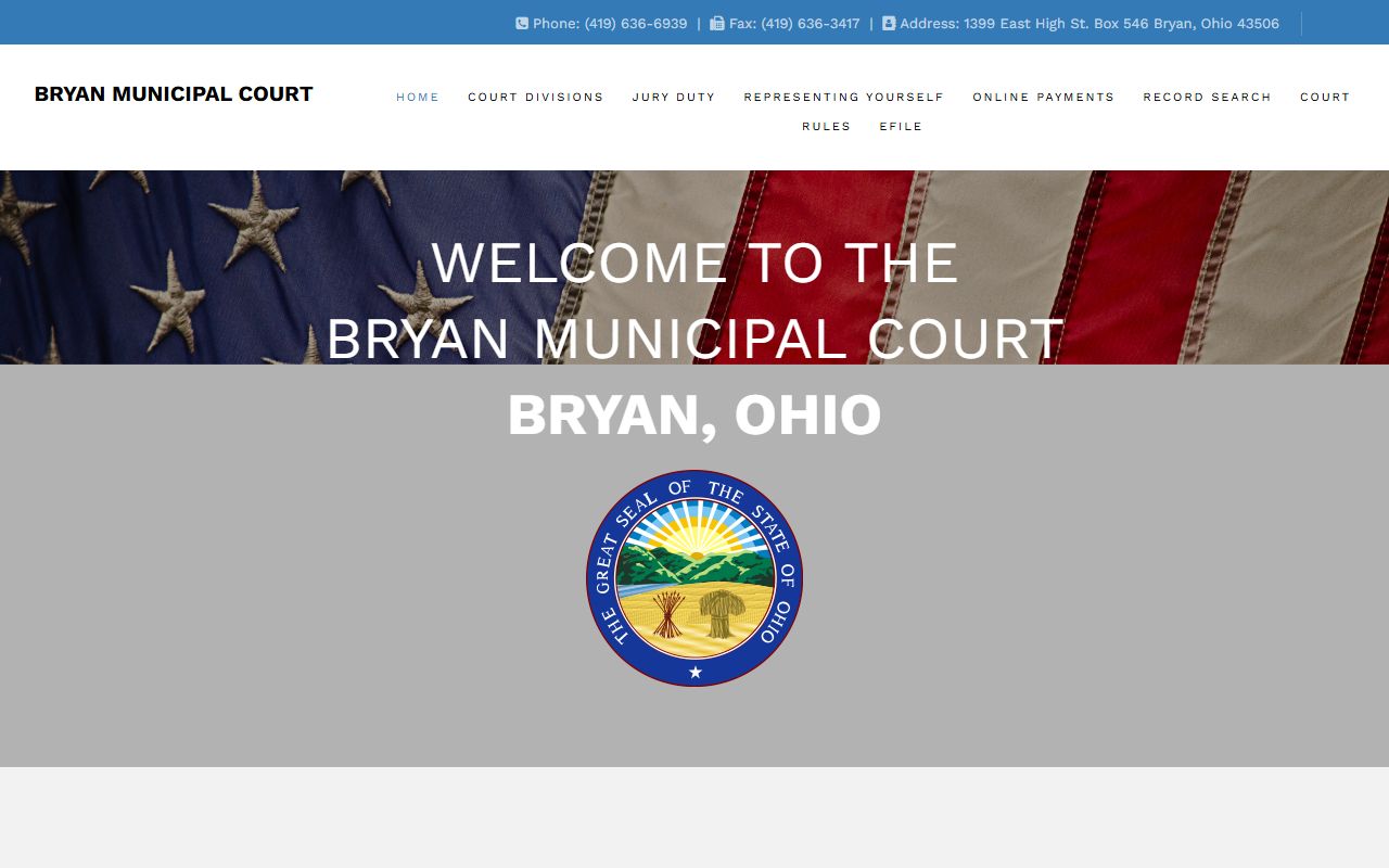 Williams County Ohio Bryan Municipal Court website